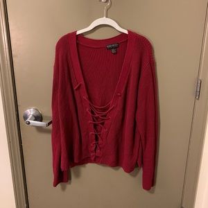 Forever 21 Plus Lace Up Sweater